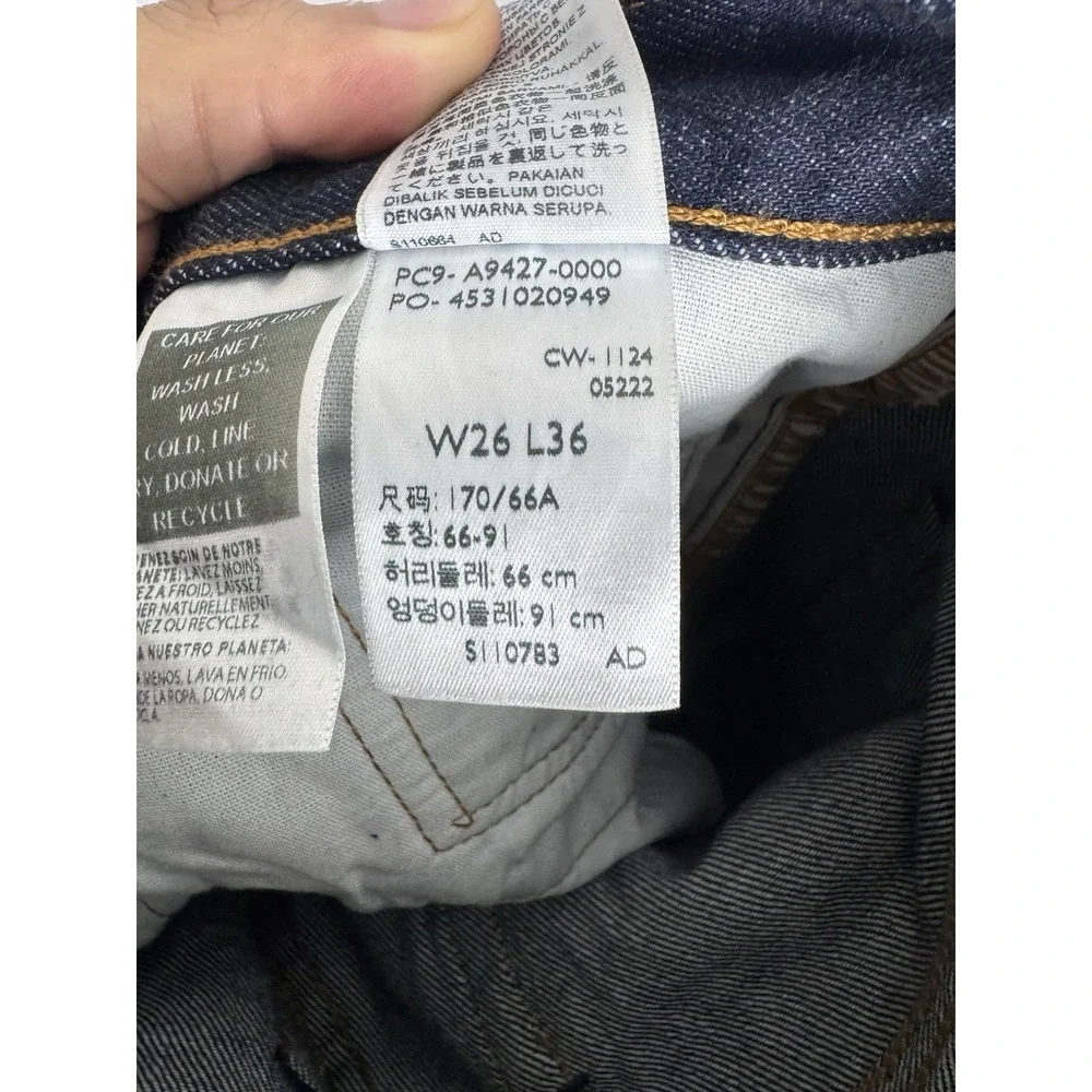 Levis Premium 501 Selvedge Denim Jeans Mens 26x36 (fits 30x35) Dark Wash Blue